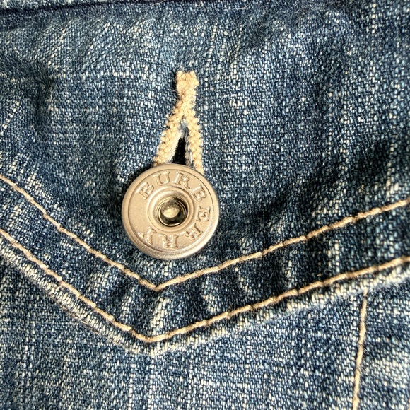 Burberry Dark Blue Denim Jacket with Tan Leather Label - Picture 10 of 10